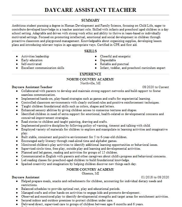 daycare-assistant-teacher-resume-example