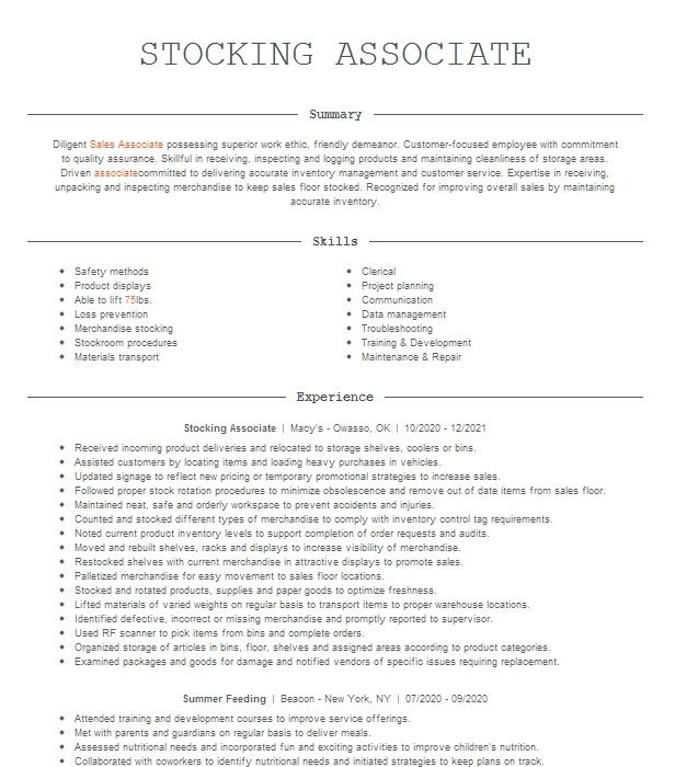 Stocking Associate Resume Example   388246de 971e 46b9 9a81 5aa3e24e1f55 