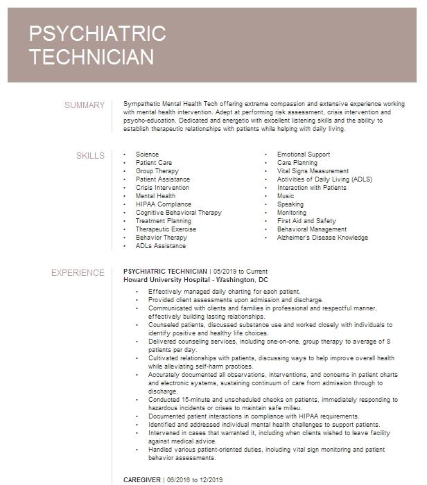 Psychiatric Technician Objectives | Resume Objective