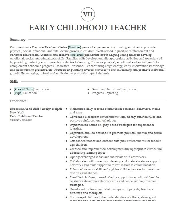 Early Childhood Teacher Resume Objective | LiveCareer