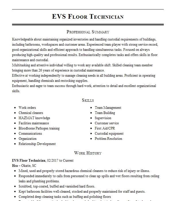 EVS Tech Job Description