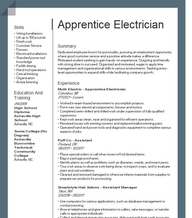 Apprentice Electrician Objectives | Resume Objective