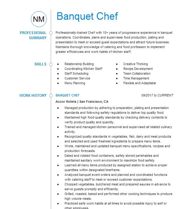 Banquet Chef Resume Example