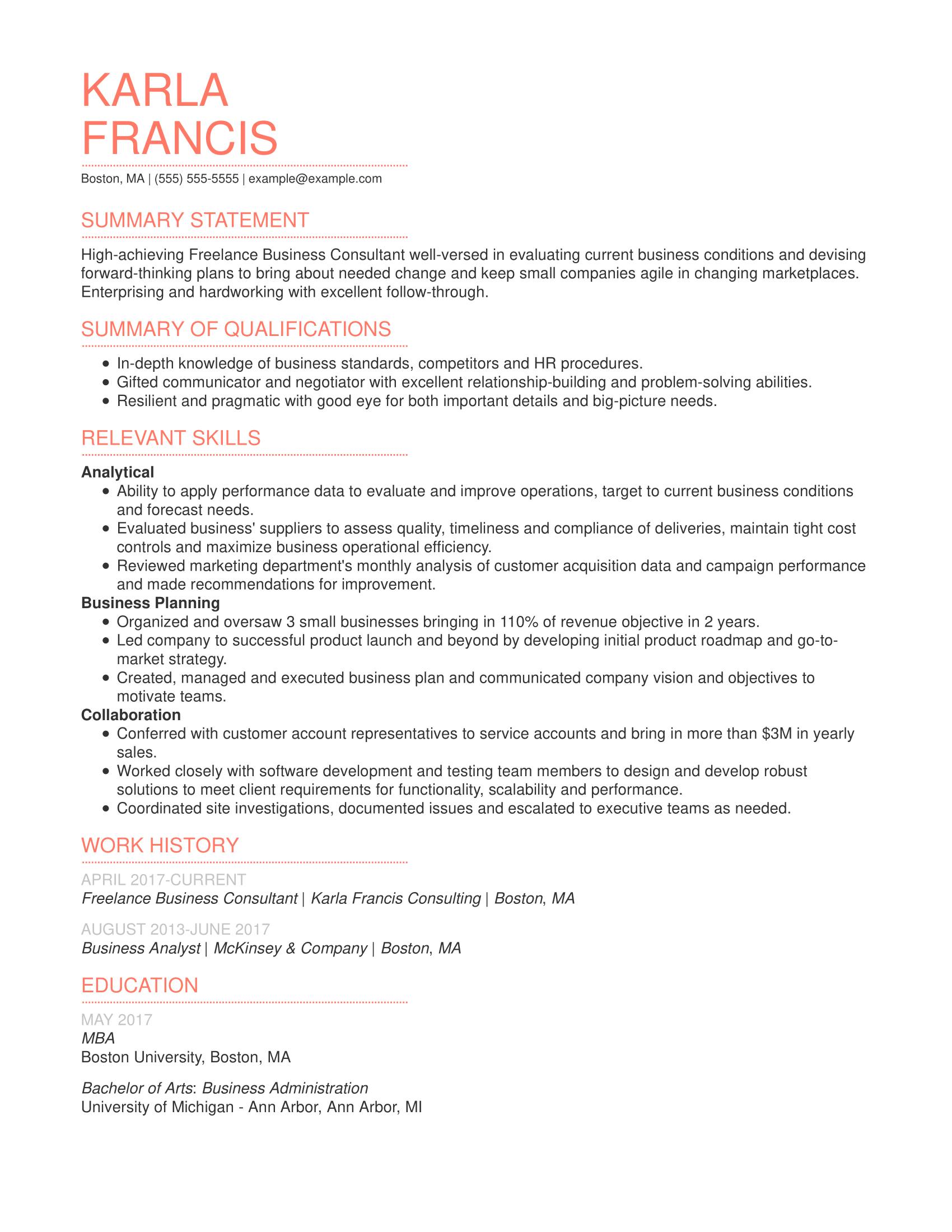 Professional Business Operations Resume Examples | LiveCareer