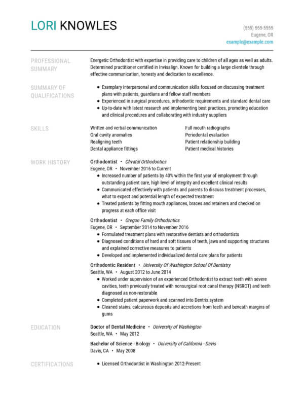 Professional Dentistry Resume Examples | LiveCareer