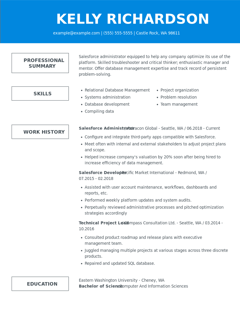 Expert Salesforce Administrator Resume Examples LiveCareer