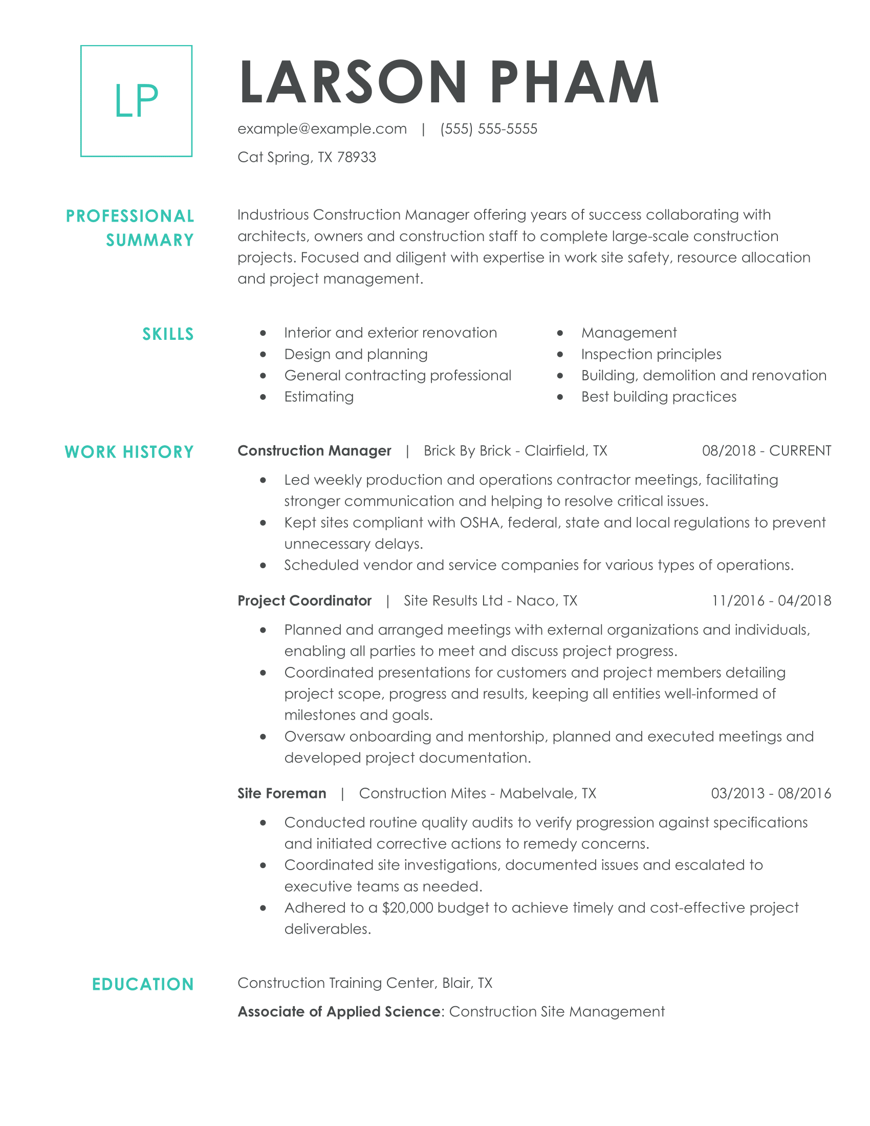 construction-manager-resume-examples-construction