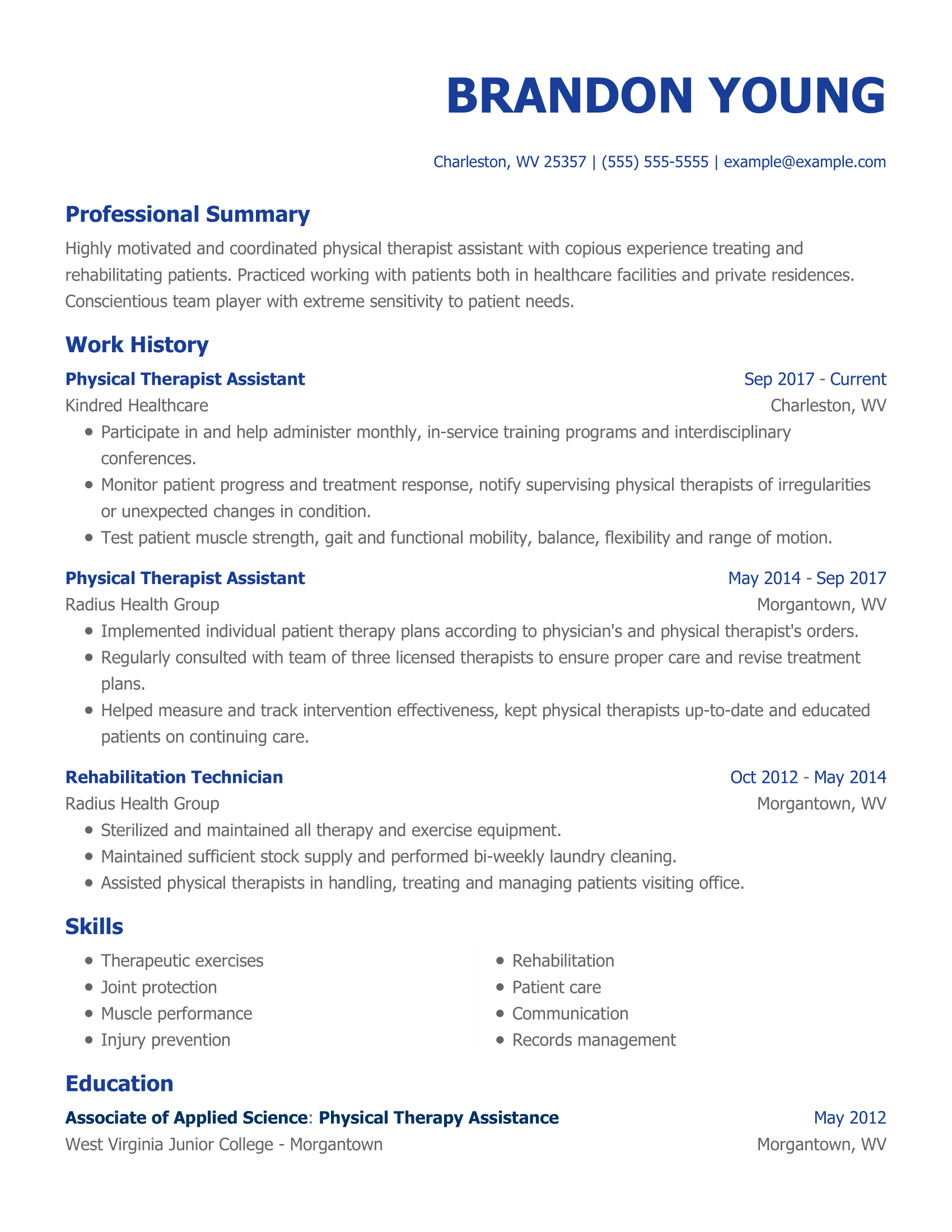 Physical Therapist Assistant Resume Examples Therapy LiveCareer