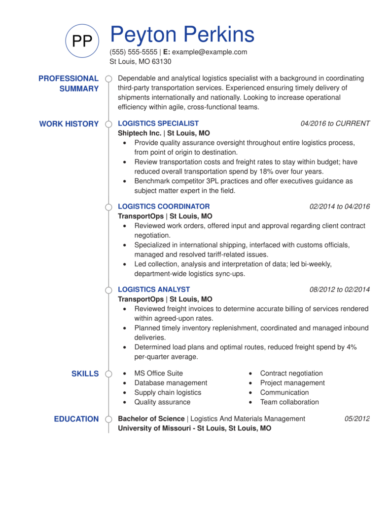 professional-logistics-specialist-resume-examples