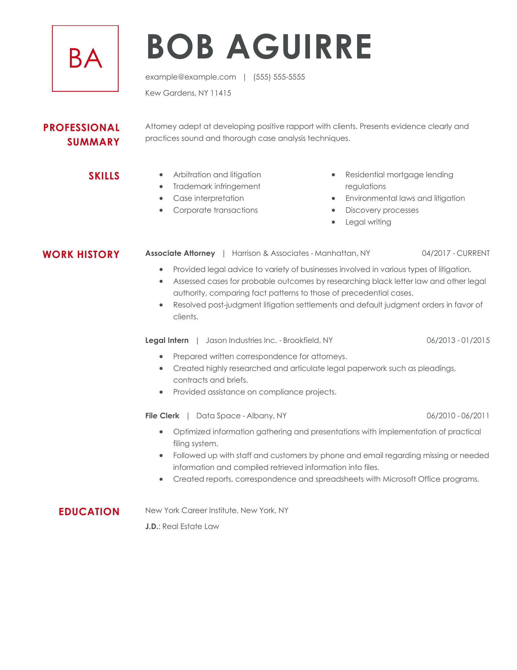 Professional Law Resume Examples For 2023 LiveCareer