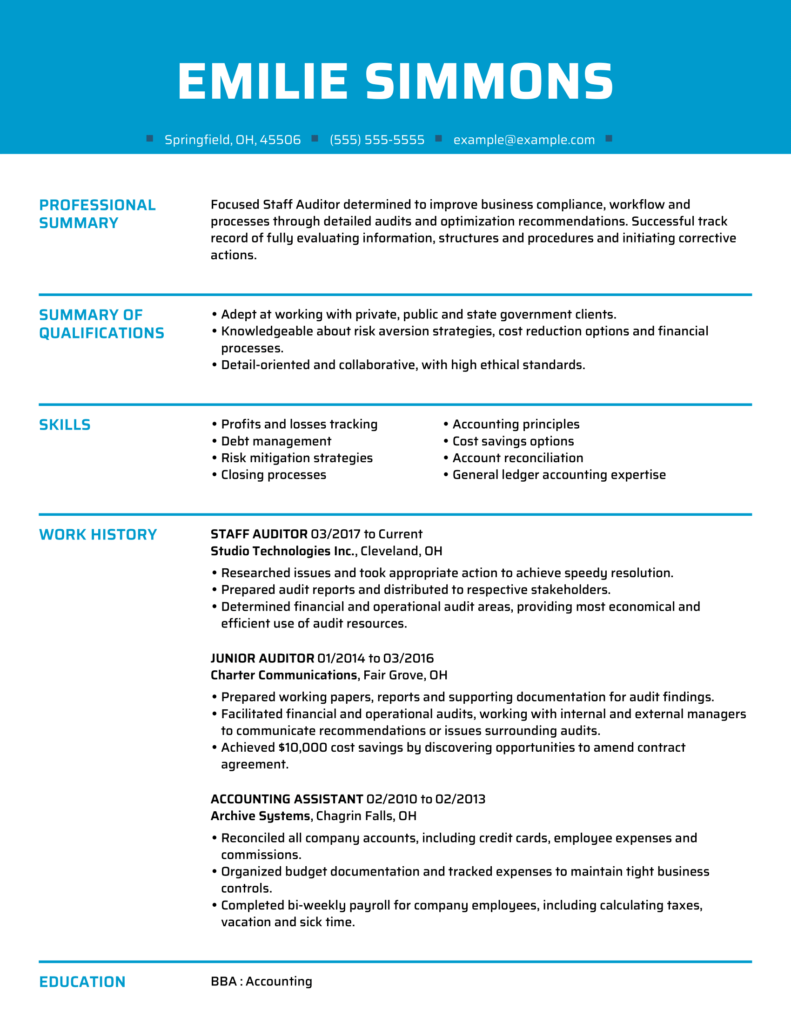 professional-staff-auditor-resume-examples