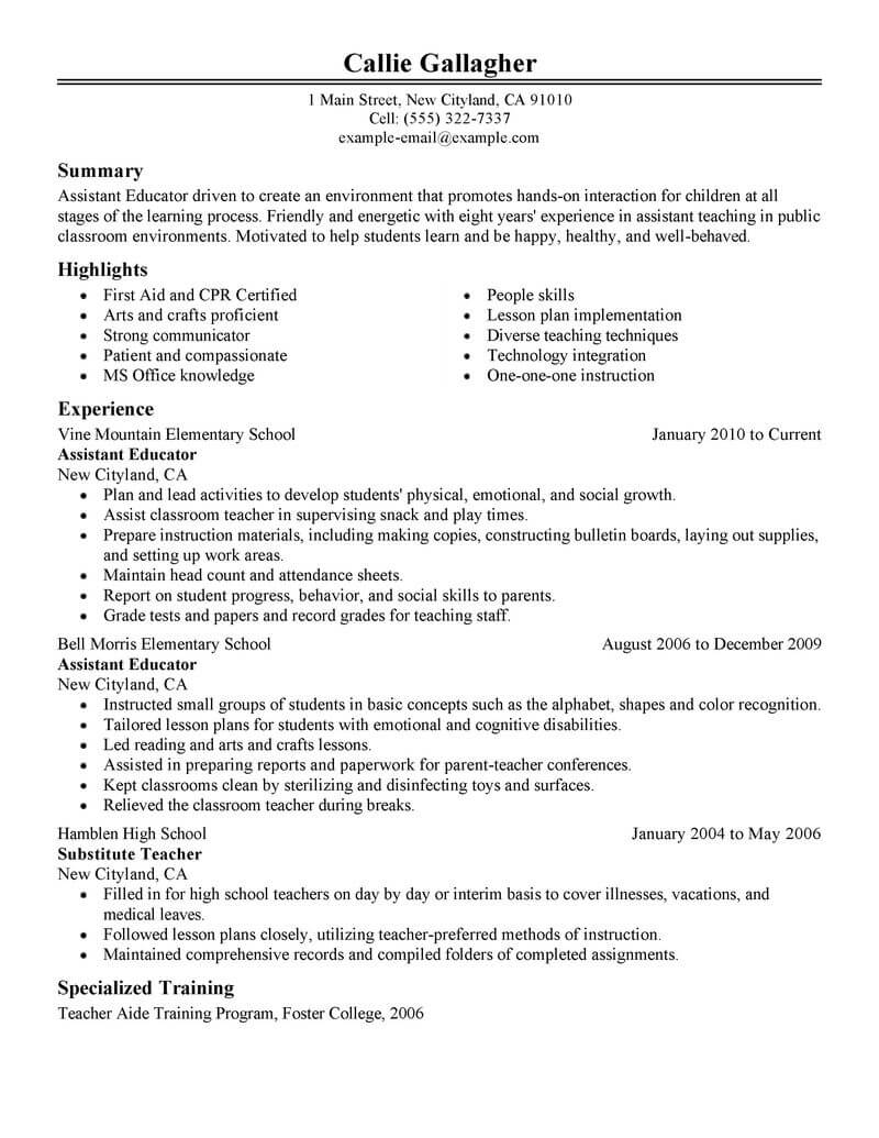 professional-assistant-educator-resume-examples