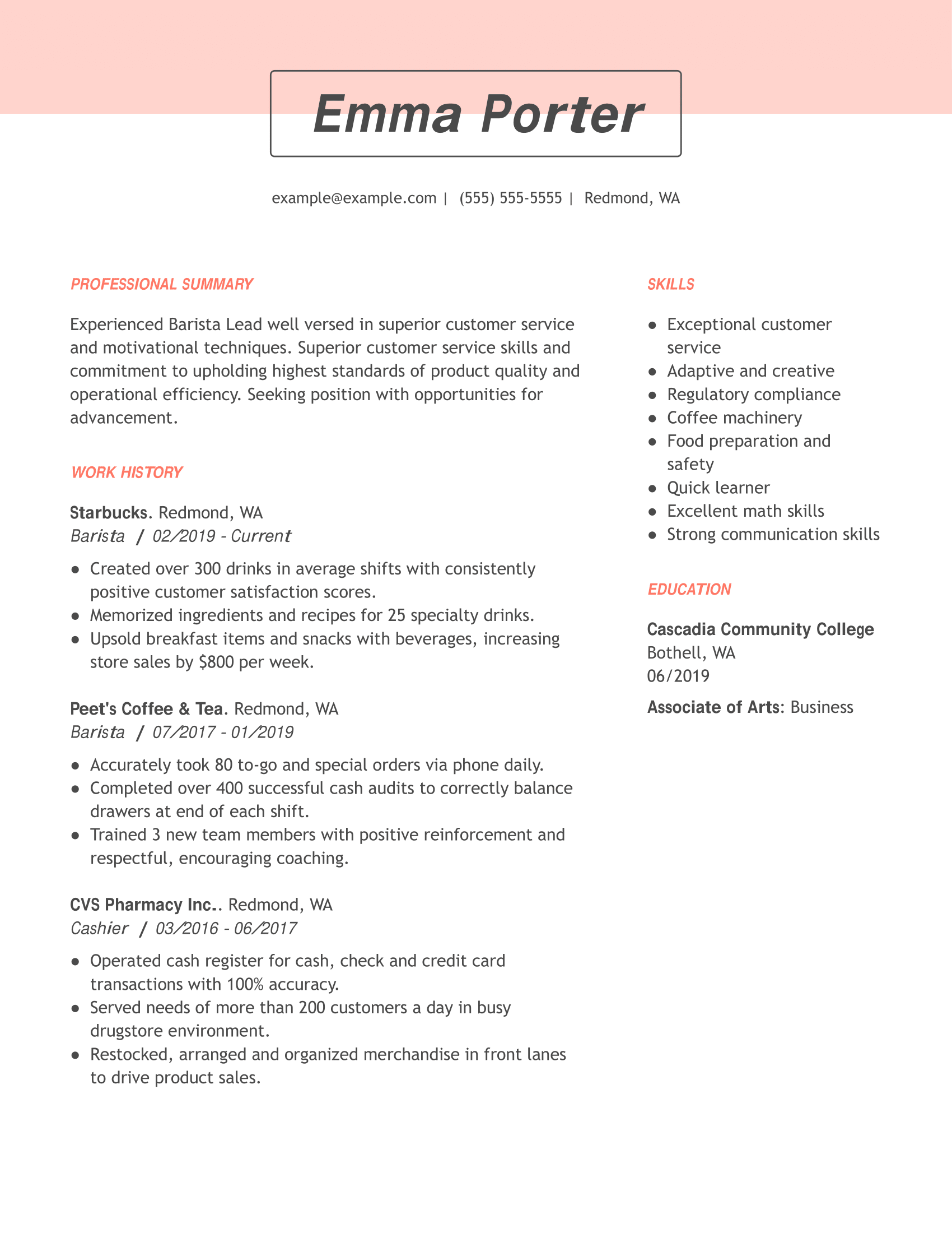 Professional Food Service Resume Examples | LiveCareer