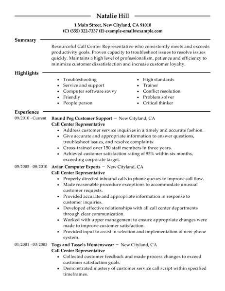 Professional Customer Service Resume Templates