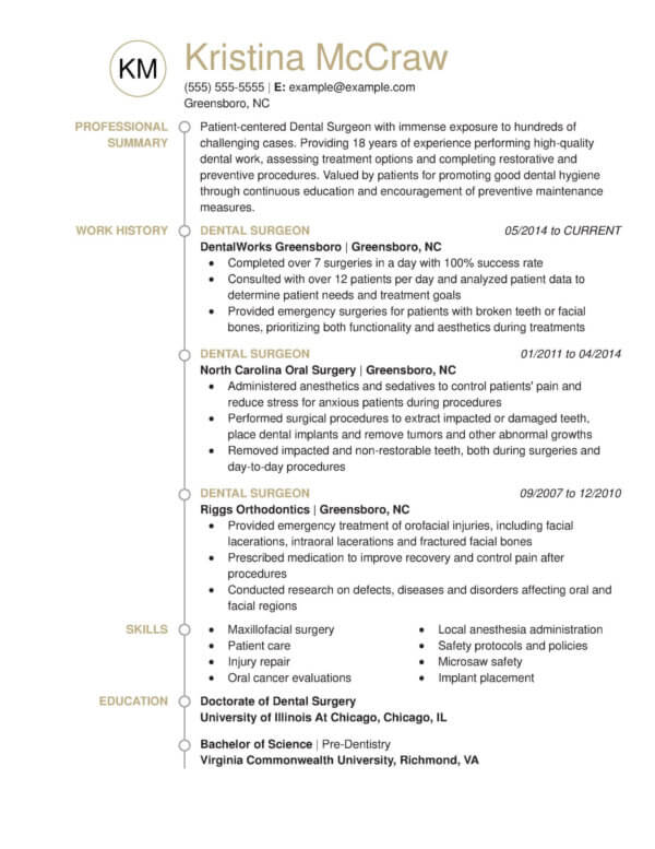 Professional Dentistry Resume Examples | LiveCareer