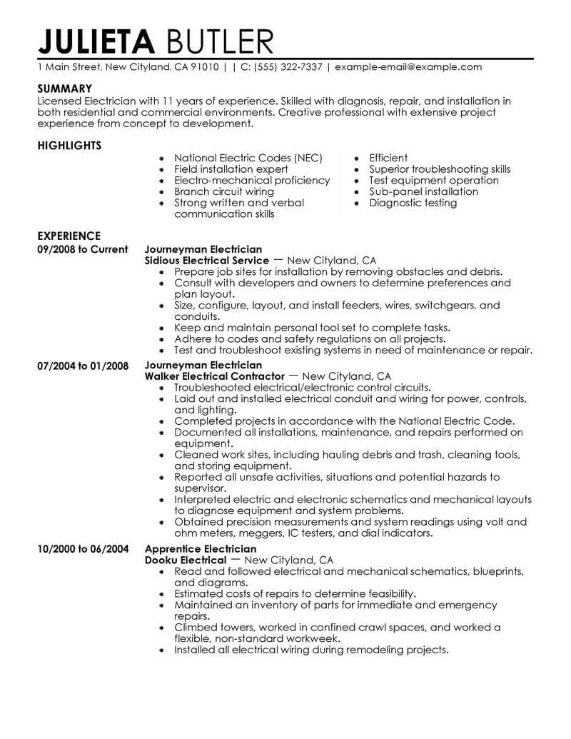 Best Journeyman Electrician Resume Examples For 2023 LiveCareer